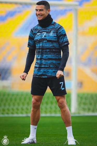Cristiano Ronaldo and his teammates braved the cold weather in Riyadh as they trained for the Saudi Super Cup. (Twitter) 