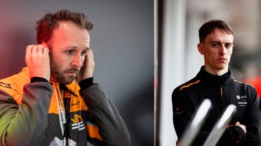 NEOM McLaren Formula E racing driver Rene Rast and Jack Hughes. (Supplied)