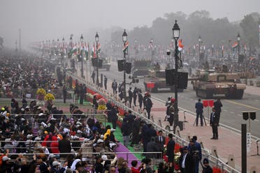 Spectators watch India’s 74th Republic Day parade in New Delhi on January 26, 2023. (Reuters)