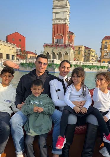 Georgina Rodriguez and Cristiano Ronaldo enjoy a day out with their children  in Saudi Arabia. (Screengrab)