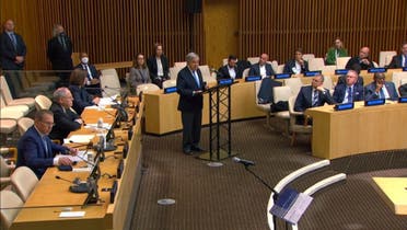 A screengrab from a video shows UN Secretary-General Antonio Guterres during a speech to mark International Holocaust Remembrance Day, at the United Nations Headquarters in New York city on January 27, 2023. (UN via Reuters)