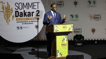 President of Senegal, Macky Sall, opens the Dakar 2 Feed Africa Summit, which hosts 20 heads of States over three days, at the International Conference Center in Diamniadio on January 25, 2023. (AFP)