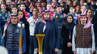 Saudi Crown Prince Mohammed bin Salman attends the competitions of CORE Diriyah E-Prix 2023 race. (SPA)