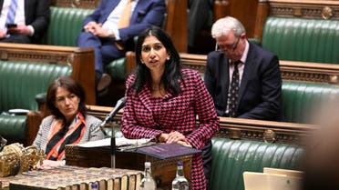 British Interior Minister Suella Braverman speaks during a Ministerial Statement on police conduct in the light of the case of David Carrick, in London, Britain, January 17, 2023. (Reuters)