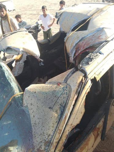  سيارة القيادي حسان الحضرمي بعد استهدافها