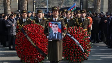 Honor guards attend the funeral of Orkhan Askerov, a security guard at Azerbaijan’s embassy in Iran shot dead by a gunman in a recent attack, in Baku, Azerbaijan, January 30, 2023. (Reuters)