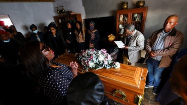 Lucal Makade conducts a funeral service of 13-year-old Thembinkosi Silwane, a victim of an east coast tavern where bodies of youth were found which prompted nationwide grief, in the Eastern Cape province, in East London, South Africa, on July 6, 2022. (Reuters)