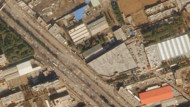 This satellite image from Planet Labs PBC shows an Iranian military workshop, center, before a drone attack in Isfahan, Iran, October 11, 2022. (Planet Labs PBC via AP)