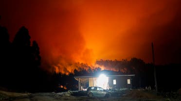 View of a fire in Santa Juana, Concepcion province, Chile on February 3, 2023. (AFP)