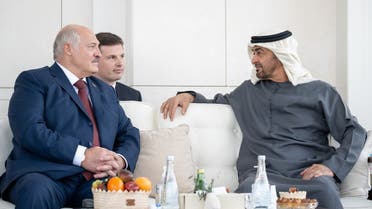 UAE President Sheikh Mohamed bin Zayed with Belarusian President Alexander Lukashenko in Abu Dhabi.  (WAM)