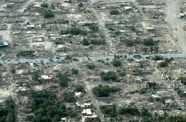 An ariel view shows the extent of earthquake damage in Bam, Iran, December 27, 2003. (Reuters)