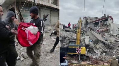 "مشاهد مؤثرة" جراء الزلزال في سوريا و تركيا	