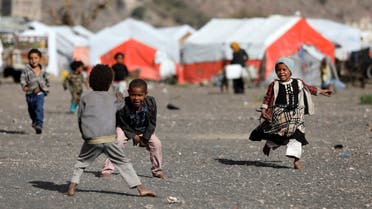 Children play at a camp for internally displaced people (IDPs) near Sanaa, Yemen March 25, 2022. REUTERS/Khaled Abdullah