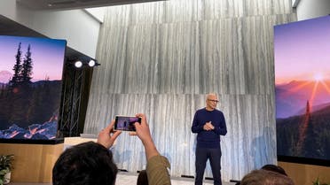 Microsoft CEO Satya Nadella speaks at the company's headquarters to introduce a presentation on the software maker's new AI-powered search engine, in Redmond, Washington, US, February 7, 2023. (Reuters)