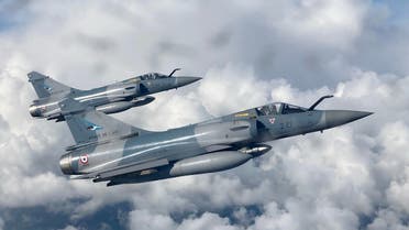 A picture shows French Mirage 2000 fighter jets flying over Estonia, on March 30, 2022. (AFP)