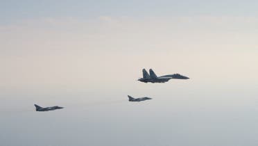 Russian aircrafts are pictured after two Russian aircrafts SU 27 and two SU 24 violated Swedish airspace, amid Russia's invasion in Ukraine, east of Gotland, over the sea March 2, 2022. (Reuters)