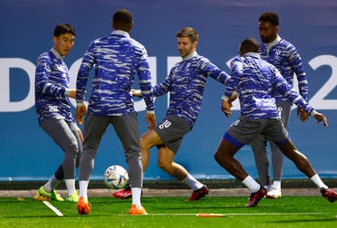 Soccer Football - Club World Cup - Al Hilal Training - Complexe Mohammed VI de Football, Sale, Morocco - February 9, 2023 Al Hilal's Luciano Vietto with teammates during training REUTERS/Andrew Boyers