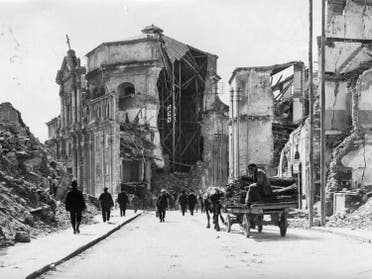 جانب من الخراب الذي لحق بمدينة مسينة عقب الزلزال عام 1908