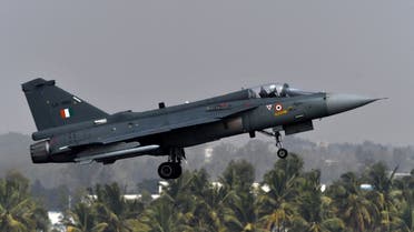 An Indian Air Force (IAF) light combat aircraft ‘Tejas’ flies during the Aero India 2021 air show at Yelahanka air base in Bengaluru, India, on February 3, 2021. (Reuters)