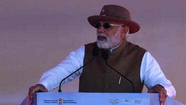 India’s Prime Minister Narendra Modi speaks after inaugurating the Aero India 2023 air show at Yelahanka air base in Bengaluru, India, on February 13, 2023. (Reuters)