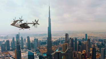 Dubai's flying taxis unveiled at the World Government Summit 2023. (Twitter)