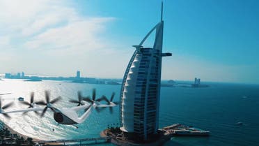 Dubai's flying taxis unveiled at the World Government Summit 2023. (Twitter)