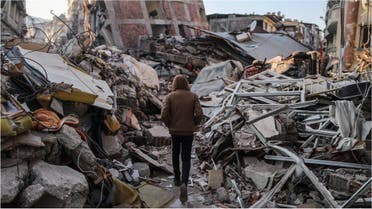 صورة للمباني المهدمة عقب الزلزال الأخير الذي هز سوريا وتركيا