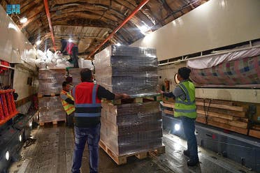 The first Saudi relief plane landed in Aleppo on Tuesday making it the first reported arrival from the Kingdom to government-held areas. (SPA)