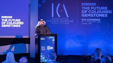 Ahmed Bin Sulayem, Executive Chairman and Chief Executive Officer, DMCC, addressing at the International Colored Gemstone Association (ICA) Congress 2023 at Almas Conference Centre in Dubai, on February 15, 2023. (Supplied)
