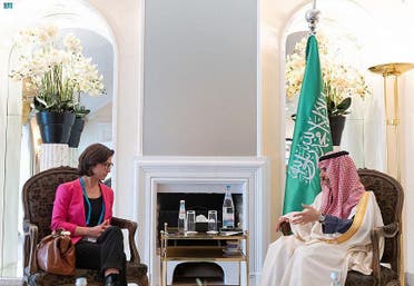 Saudi Arabia's Minister of Foreign Affairs Prince Faisal bin Farhan with Dr. Hannah Neumann on the sidelines of the Munich Security Conference. (SPA)