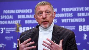 Former tennis player Boris Becker attends a news conference to promote documentary ‘Boom! Boom! The World vs. Boris Becker’ at the 73rd Berlinale International Film Festival in Berlin, Germany, on February 19, 2023. (Reuters)