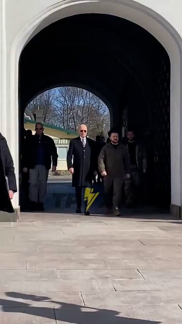 Presidents Biden and Zelensky are nonchalantly walking around Kyiv