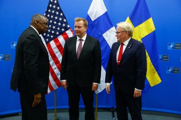 لقاء بين وزراء الدفاع في الولايات المتحدة والسويد وفنلندا خلال اجتماع للناتو في بلجيكا في أكتوبر الماضي