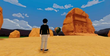 A digitally created image of the first UNESCO World Heritage site to enter the metaverse, the virtual recreation of the Tomb of Lihyan, which allows visitors to experience Hegra's history in vivid detail. Image provided on February 21, 2023. (Reuters)