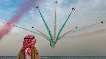 Saudi Hawks celebrating the Saudi Founding Day. (Twitter)
