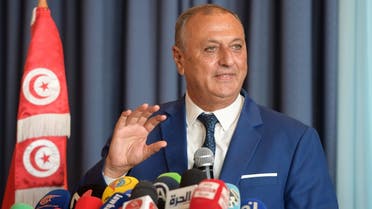 Issam Chebbi, of the Progressive Democratic party, speaks during a press conference of four political parties, in Tunis, on September 28, 2021. (AFP)