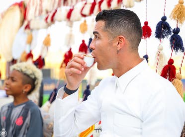 Portuguese football star Cristiano Ronaldo celebrating Saudi Founding Day. (Twitter)