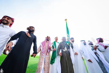 Portuguese football star Cristiano Ronaldo celebrating Saudi Founding Day. (Twitter)