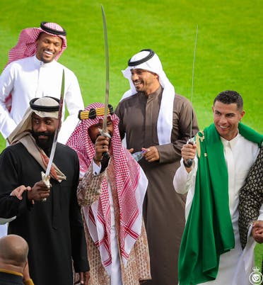 Portuguese football star Cristiano Ronaldo celebrating Saudi Founding Day. (Twitter)