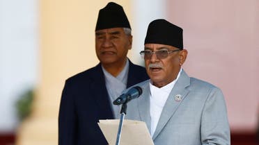 Nepal’s newly elected Prime Minister Pushpa Kamal Dahal, also known as Prachanda, administers the oath of office at the presidential building “Shital Niwas” in Kathmandu, Nepal, December 26, 2022. (Reuters)