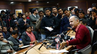 File photo of Delhi’s deputy chief minister and Aam Aadmi Party (AAP) leader Manish Siso-dia speaks during a news conference in New Delhi. (Reuters)