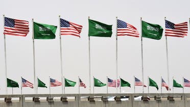 American and Saudi national flags are seen on a main road in Riyadh. (File Photo: AFP)