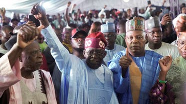 Bola Ahmed Tinubu reacts after he was declared winner in Nigeria's presidential election at the Party's campaign headquarters, in Abuja, Nigeria March 1, 2023. (Reuters)