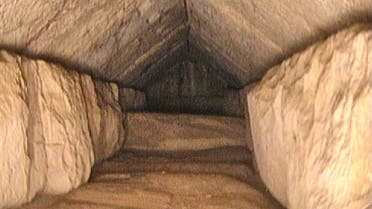 A hidden corridor inside the Great Pyramid of Giza that was discovered by researchers from the Scan Pyramids project by the Egyptian Tourism Ministry of Antiquities is seen in Giza, Egypt, on March 2, 2023. (Reuters)