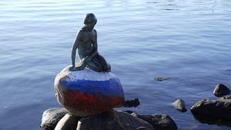 Russian flag painted on base of Denmark’s ‘Little Mermaid’ statue