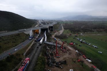 Rescuers operate on the site of a crash, where two trains collided, near the city of Larissa, Greece, March 2, 2023. (Reuters)