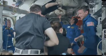 UAE flight engineer Sultan al-Neyadi arrves at ISS. (NASA)