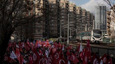 Supporters of the Labor and Freedom Alliance, formed by the pro-Kurdish Peoples’ Democratic Party (HDP), the Workers’ Party of Turkey (TIP) and leftist political groups, march during the “Let’s Change Together” rally in Istanbul Turkey, on January 15, 2023. (Reuters)