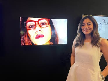 Artist Mariam Sadik presenting her artwork at Art Dubai 2023. (Al Arabiya English / Tala Michel Issa)