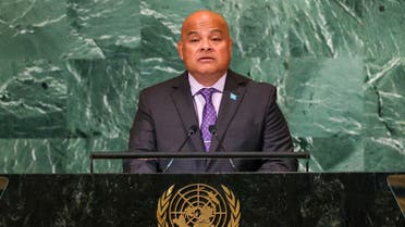 Micronesia's President David Panuelo addresses the 77th Session of the United Nations General Assembly at U.N. Headquarters in New York City, US, September 22, 2022. (Reuters)